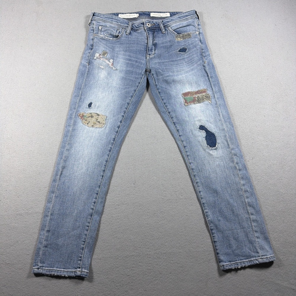 Pilcro And The Letterpress Slim Boyfriend Jeans Women 29 Light Wash Distressed